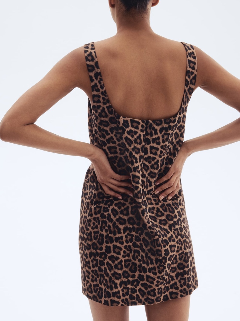 Leopard Print Square Neck Mini Dress - Picture 2 of 7